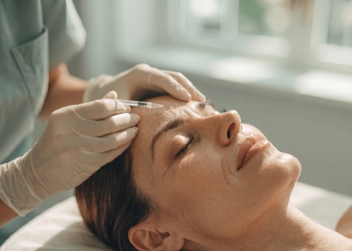Treatment of frown lines between the eyebrows